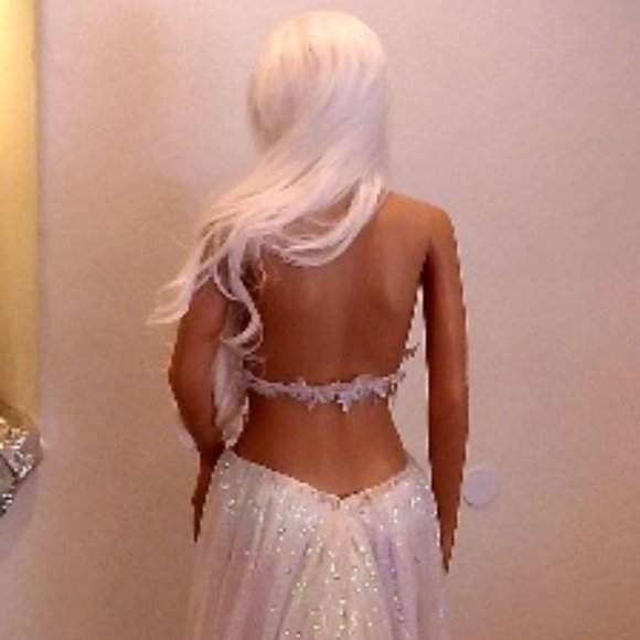 "MARIE" Custom White Sequin Backless Bridal Gown